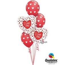 Bouquet 645 Red & White Valentine Hearts Qualatex #34813-2 76928-3